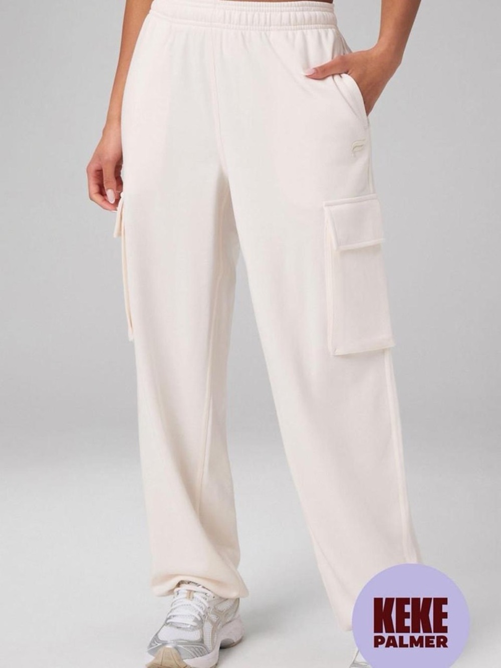 NWT Fabletics Cream Terry Cargo Joggers — XS | Effortless Luxe Lounge